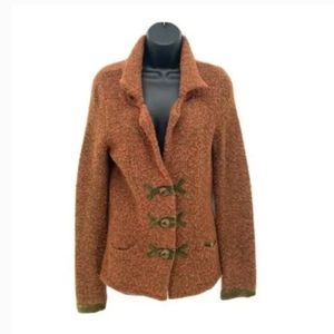 Anthropologie HWR Monogram Marcled Boucel Cardigan Size Small.